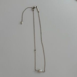 Sterling Silver Pearl Bar Pendant Necklace - White